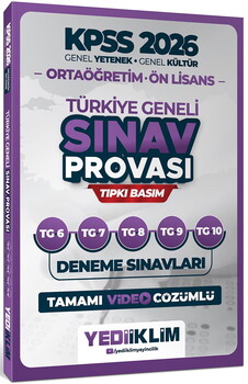 Yediiklim 2026 KPSS Ortaöğretim Ön Lisans GY-GK Türkiye Geneli Sınav Provası Tıpkı Basım 6-7-8-9-10 Deneme Sınavları Tamamı Vide
