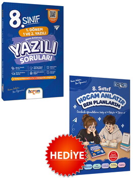 Hocam Anlatır 8. Sınıf Konu Anlatımlı Yazılı Soruları Tamamı Video Çözümlü-Hediye Planlama Kitapçığı