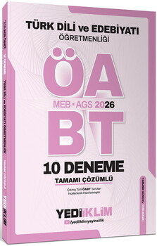 Yediiklim Yayınları AGS ÖABT Türk Dili Ve Edebiyatı Öğretmenliği Tamamı Çözümlü 10 Deneme Sınavı