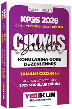 Yediiklim 2026 KPSS Genel Yetenek Genel Kültür Konularına Göre Düzenlenmiş Tamamı Çözümlü Çıkmış Sorular