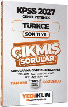 Yediiklim 2027 KPSS Genel Yetenek Türkçe Konularına Göre Tamamı Çözümlü Son 11 Yıl Çıkmış Sorular