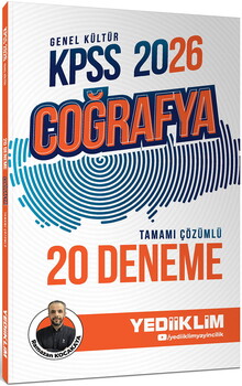 Yediiklim Yayınları 2026 KPSS Genel Kültür Coğrafya Tamamı Çözümlü 20 Deneme Ramazan KOCAKAYA
