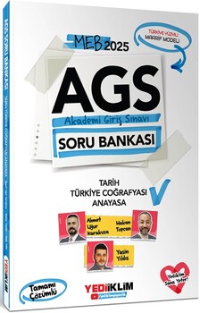  Yediiklim 2025 MEB AGS Sayısal Sözel Yetenek Tarih Türkiye Coğrafyası Anayasa Eğitim Sistemi ile Mevzuatı Soru Seti 3 Kitap