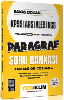 Yediiklim KPSS ALES DGS Savaş Doğan Serisi Paragraf Tamamı Video Konu Anlatımlı ve Tamamı QR Çözümlü Soru Bankası Orijinal Sarı