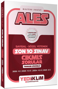 Yediiklim Yayınları ALES Master Serisi Sayısal Sözel Yetenek Tamamı Çözümlü Son 10 Sınav Çıkmış Sorular
