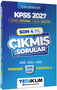 Yediiklim 2027 KPSS Genel Yetenek Genel Kültür Son 4 Yıl Tamamı Çözümlü Çıkmış Sorular