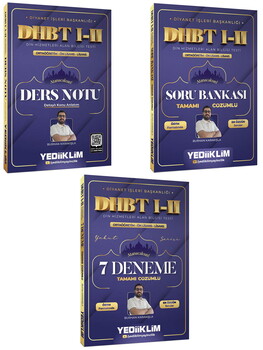 Yediiklim Diyanet İşleri Başkanlığı DHBT I-II Ortaöğretim Ön Lisans Lisans Ders Notu Soru Bankası ve Deneme Seti 3 Kitap