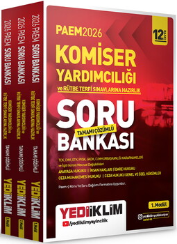 Yediiklim 2026 PAEM Komiser Yardımcılığı ve Rütbe Terfi Sınavlarına Hazırlık Modüler Set Tamamı Çözümlü Soru Bankası 3 Modül