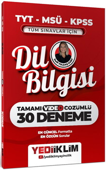 Yediiklim 2027 TYT-MSÜ-KPSS Tüm Sınavlar için Dil Bilgisi Tamamı Video Çözümlü 30 Deneme